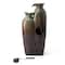 Glitzhome® 30.75" 4-Tier LED Reactive Glaze Ceramic Vase Outdoor Floor Fountain
